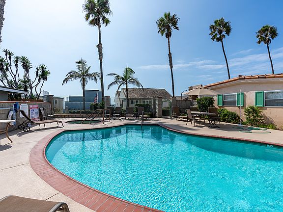Quiet pool and dining area
