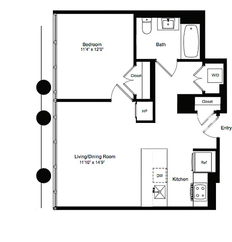 Floor plan One Bedroom N 2