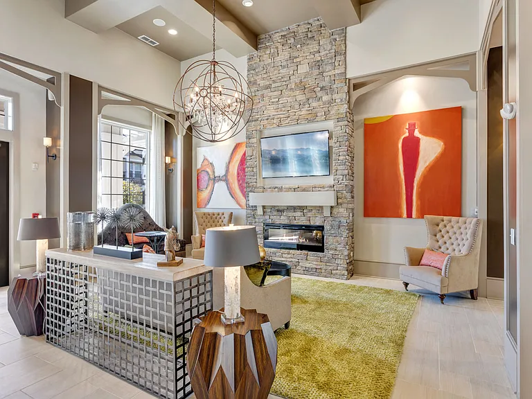Resident Lounge with Fireplace & Seating