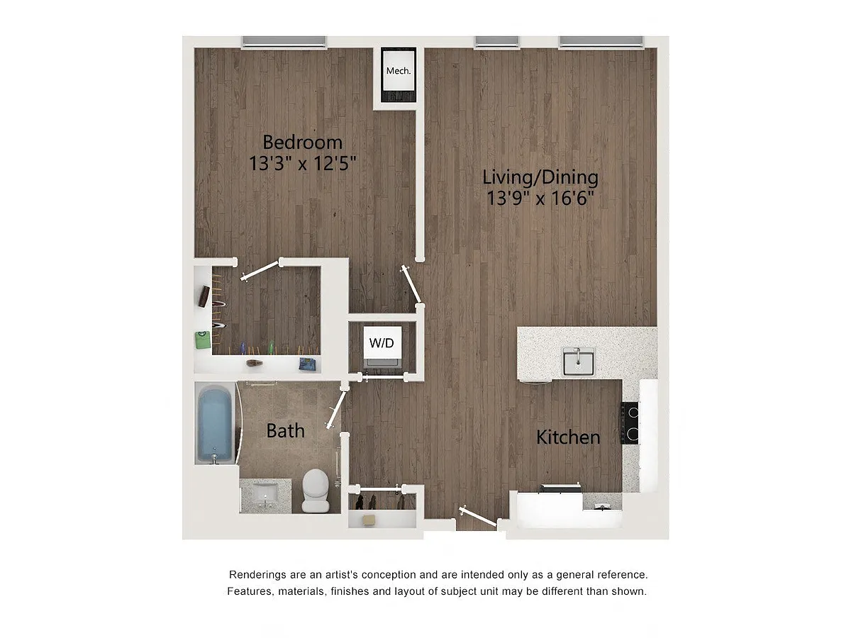 Floor plan 1 Bedroom/1 Bath