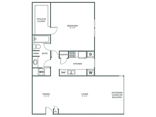 Floor plan Magnolia (853 SF)