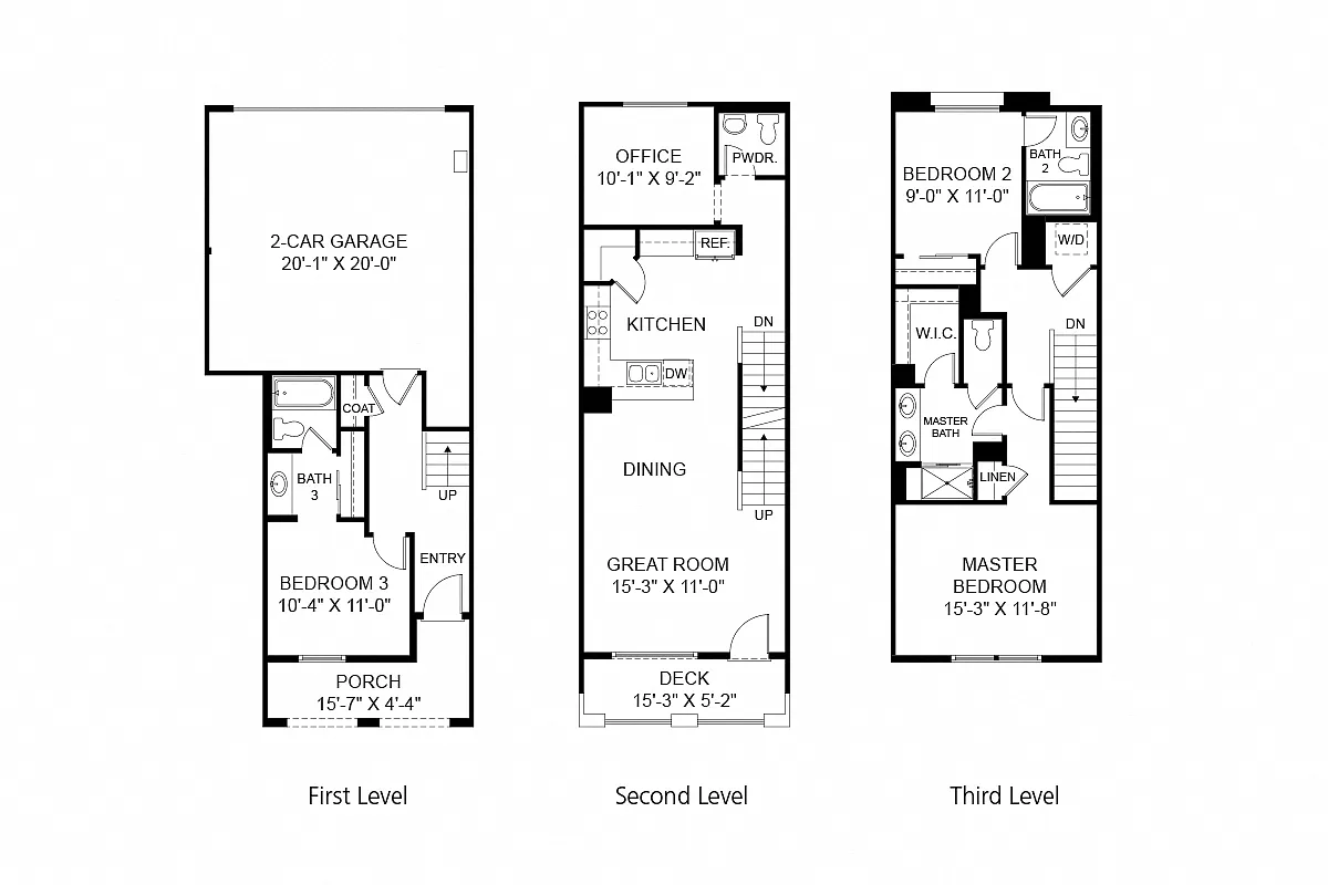 Floor plan 3 Bedroom Townhome Plan 2