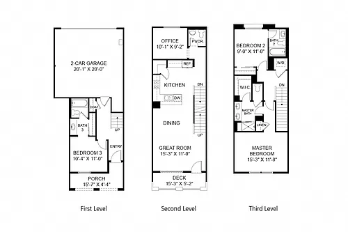 Floor plan 3 Bedroom Townhome Plan 2