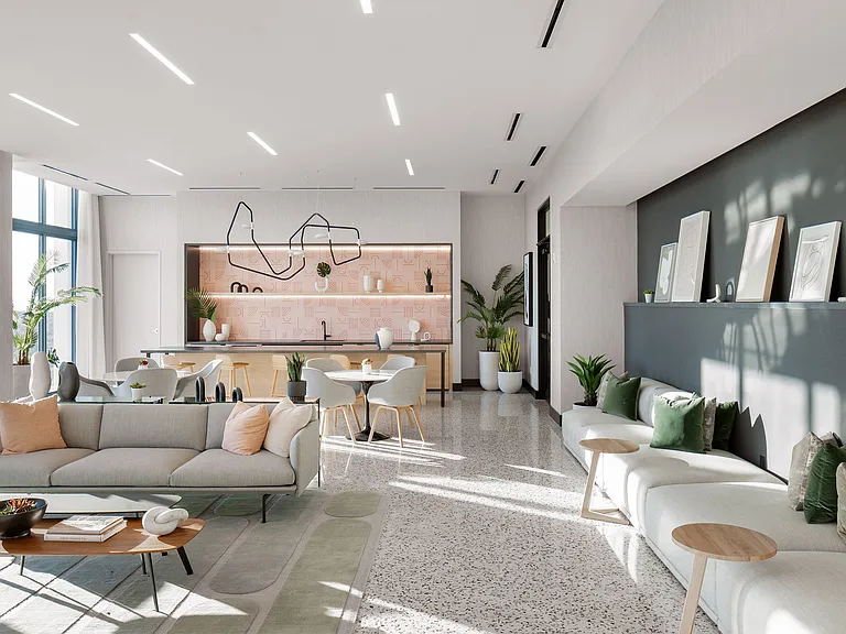 The social lounge is equipped with a kitchen and media room