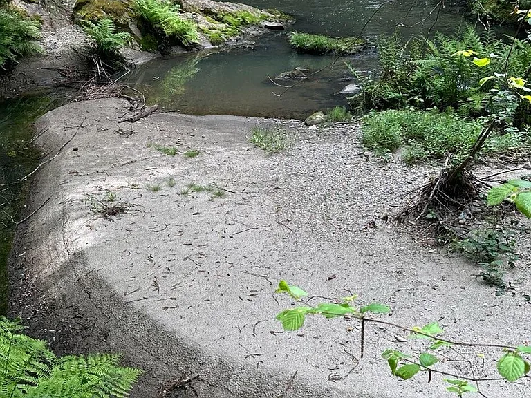 private Beach at bottom of property