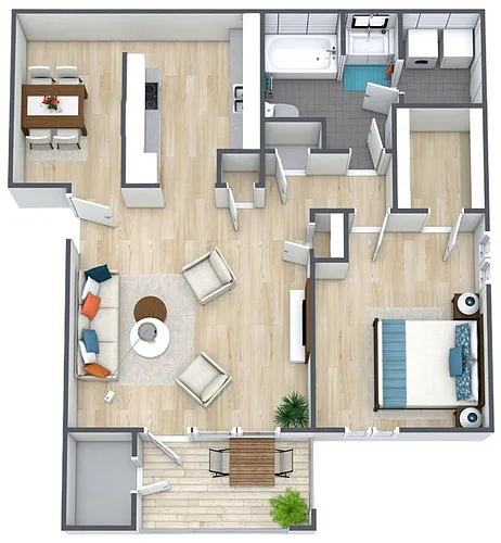 Floor plan 1BR - 1BTH Renovated
