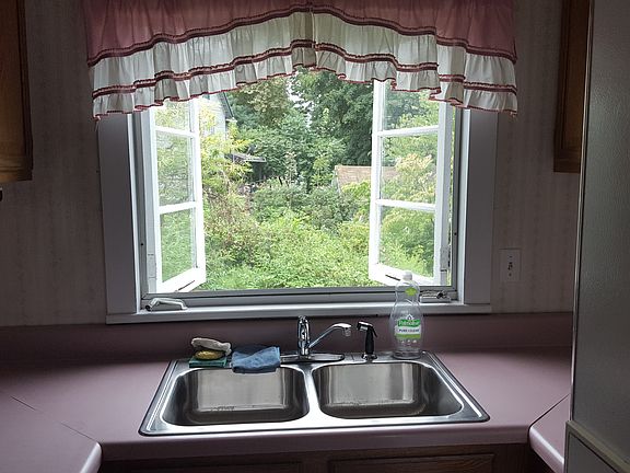 Kitchen backyard view.
