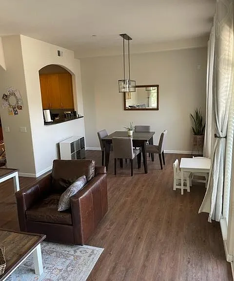 Looking from family room into dining room