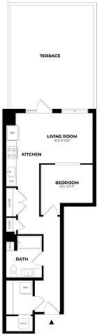 Floor plan Jr 1 Bed/1 Bath-J2