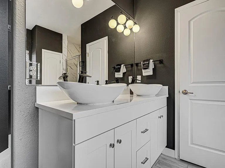 Master bathroom has a walk-in shower, a large soaking tub, double vanity and a walk-in closet!