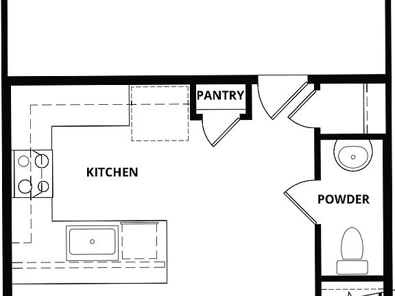 The first floor of the Emerald has the kitchen and the family room.