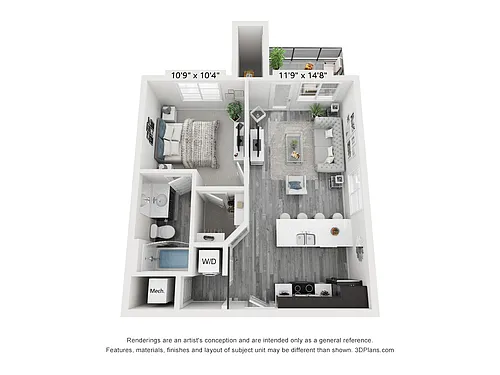 Floor plan One Bedroom One Bath