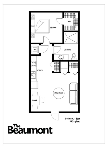 Floor plan 1 Bed 1 Bath
