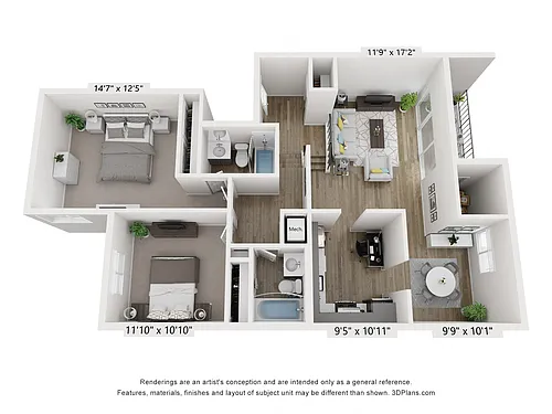 Floor plan C - 2BR 2BA (1040sf)