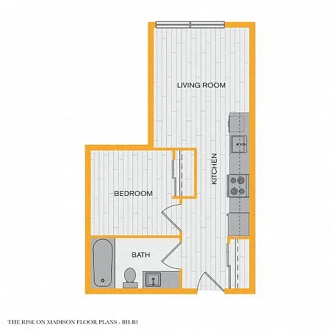 Floor plan Open 1 Bedroom 50 Percent AMI