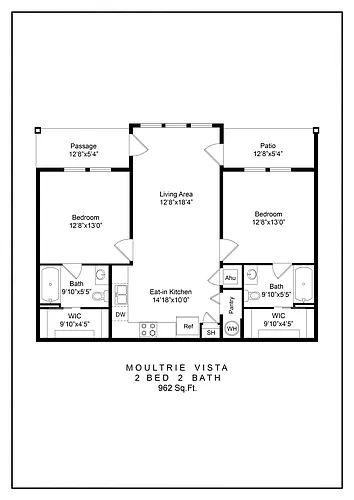 Floor plan 2 Bedroom 2 Bath