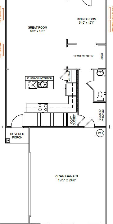 First floor with open living area, study, kitchen, dining &