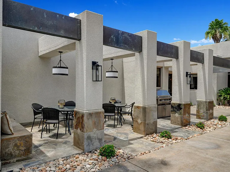 Shaded seating and bbq