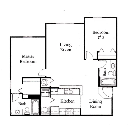 Floor plan Two Bedroom Two Bathroom 60%