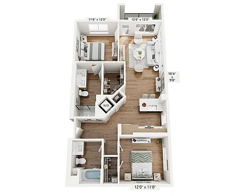 Floor plan Two bedroom (B2A)