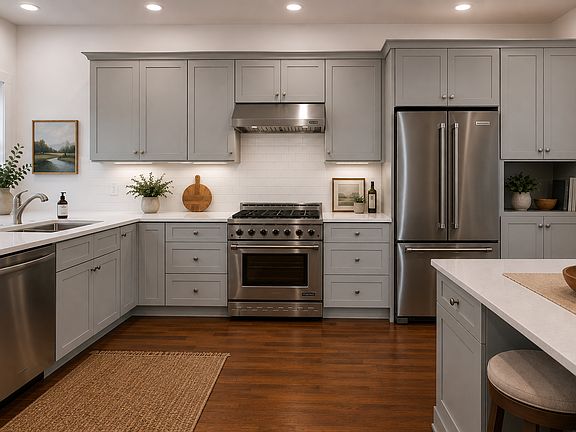large gourmet kitchen with 36 inch gas range