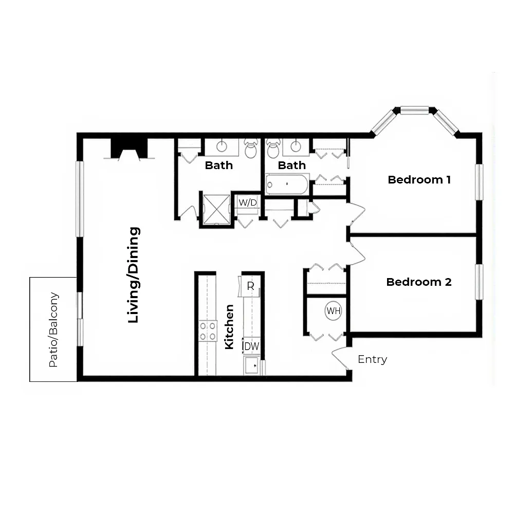 Floor plan 2 Bedroom 2 Bathroom