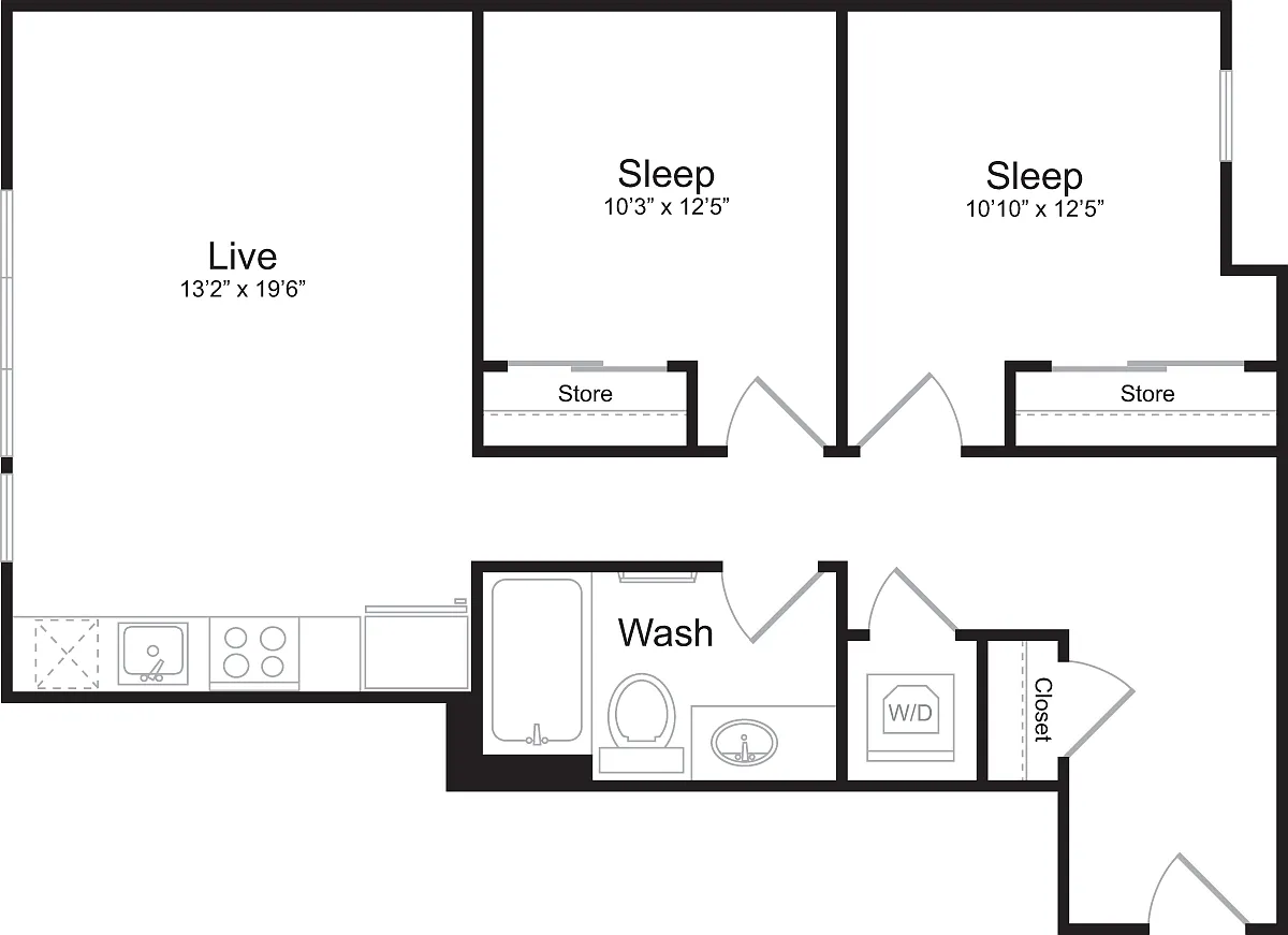 Floor plan 2 Bedroom E