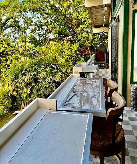 Long Ocean facing Lanai with a large capacity vertical pellet smoker