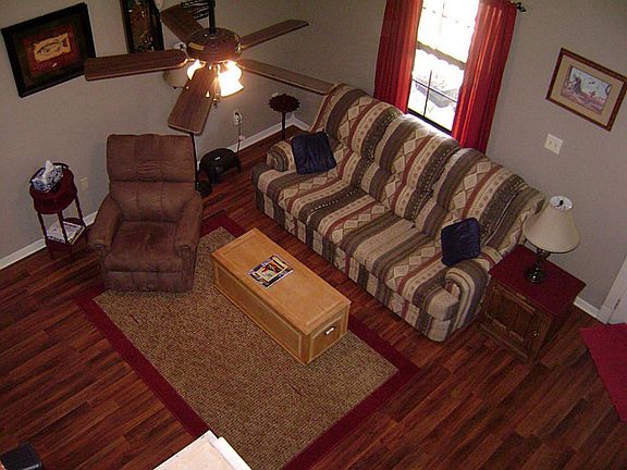 Shot of living from loft.