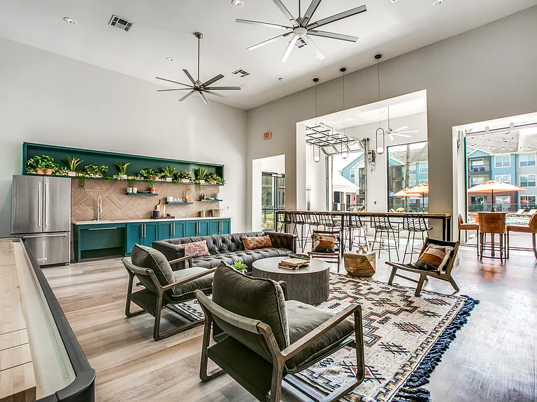 Clubroom with tons of seating room.