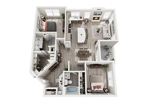 Floor plan 2 Bedroom - Study