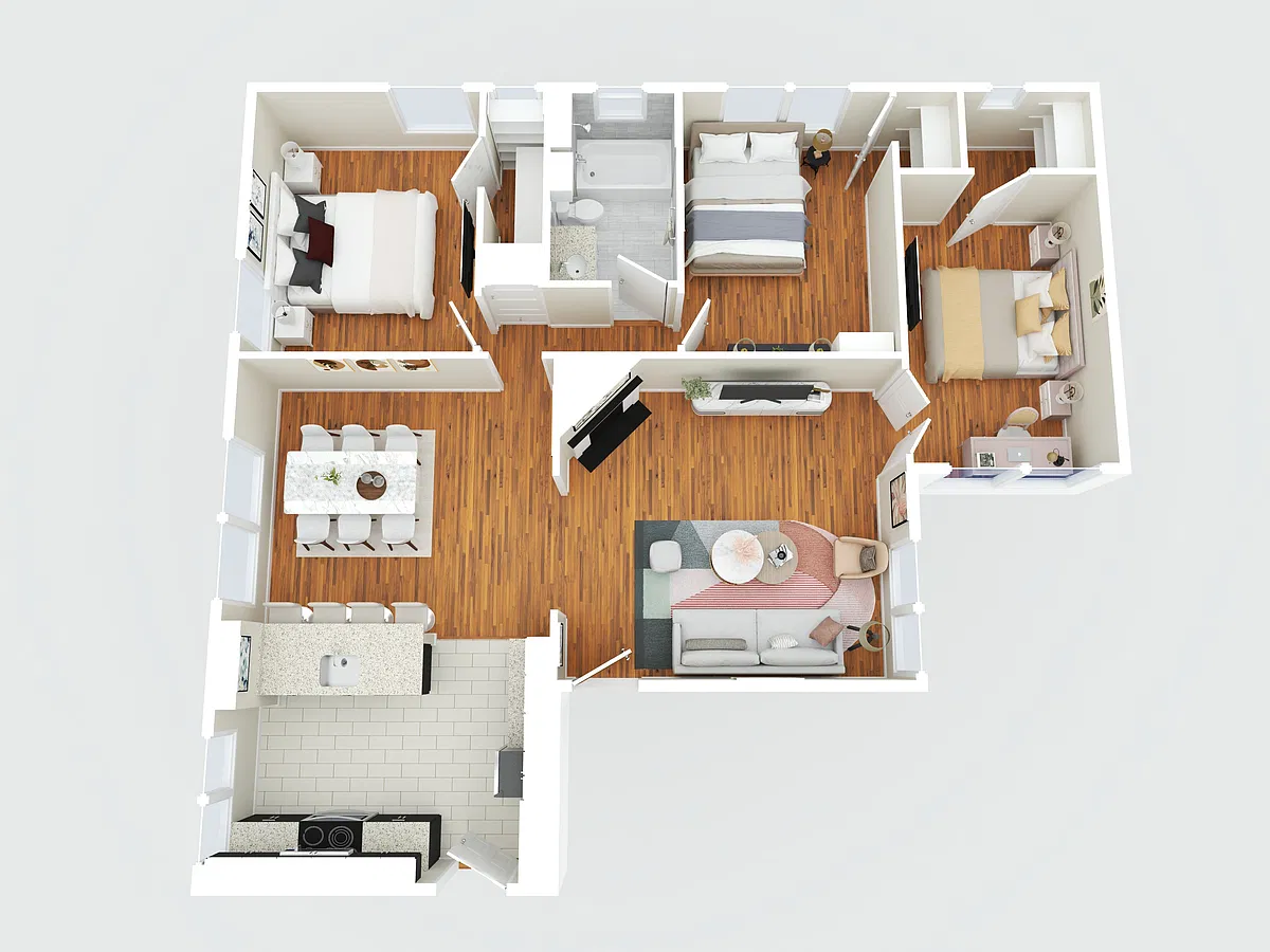 Floor plan Overlook 2459 - 63 3 Bedroom 1 Bath