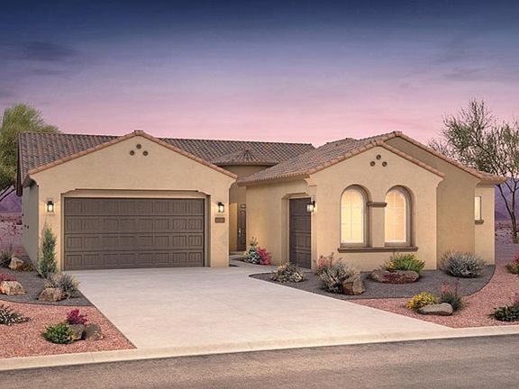The Patagonia elevation A offers our lighter colored pitched tile roof and stucco exterior.