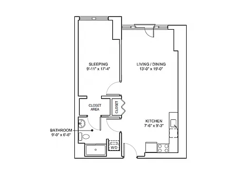 Floor plan One Bedroom Mezzo Flex