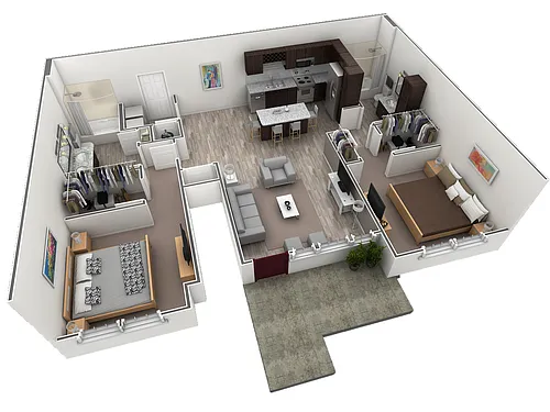 Floor plan 2 BR Grand Courtyard