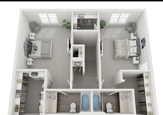 Second Floor of the Two Bedroom Two Bathroom Townhome Second Floor of the Two Bedroom Two Bathroom Townhome