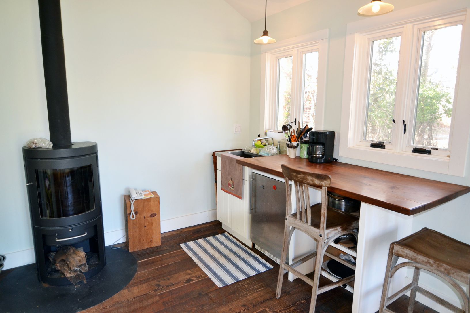 Cottage Wet Bar and Wood Burning Stove