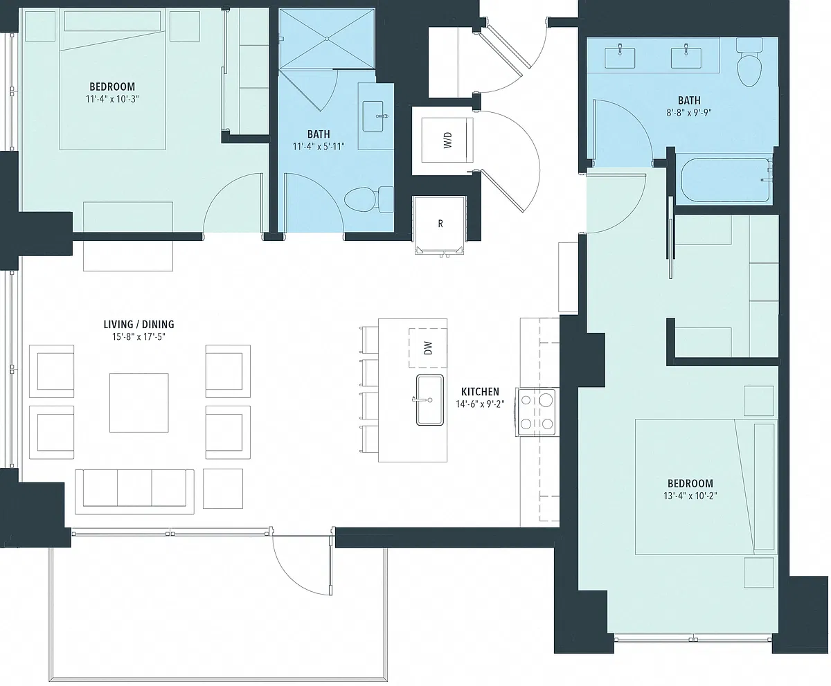 Floor plan 2 Bed/2 Bath-b20f