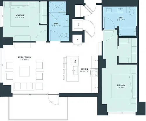 Floor plan 2 Bed/2 Bath-b20f
