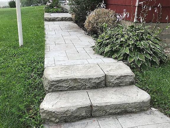 Stamped concrete walkway