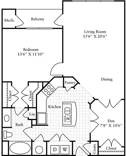 Floor plan 1 Bedroom F