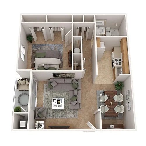 Floor plan One Bedroom Traditional