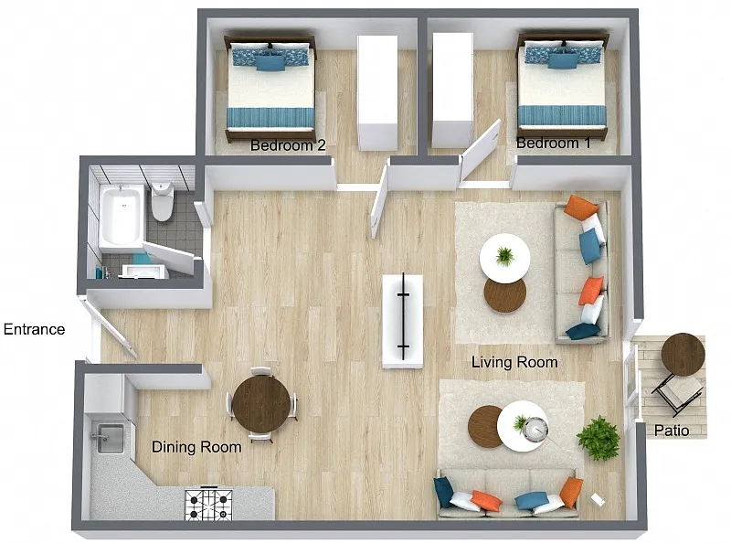 Floor plan Bancroft 2x1