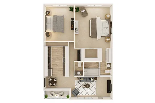 Floor plan B2: 2 Bed 1.5 Bath