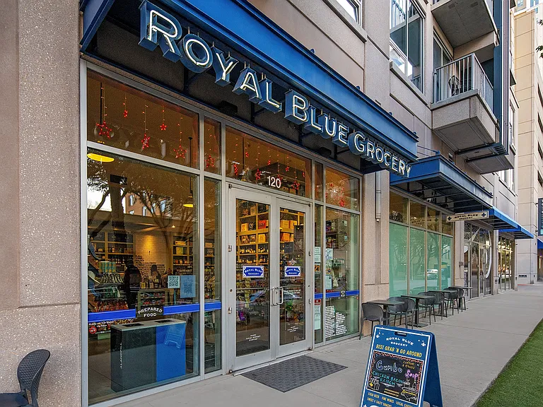 On-site retailers including Royal Blue Grocery