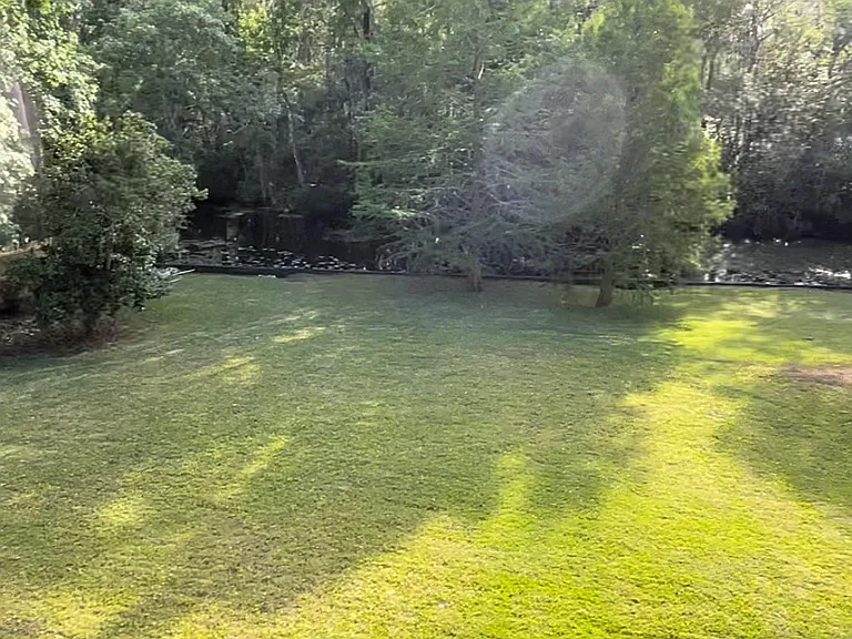 view from master suite to back yard creek