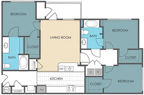 Floor plan 3 Bed 2 Bath