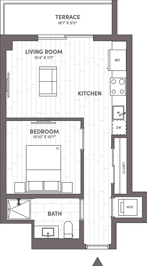 Floor plan Junior One Bedroom-A1.A