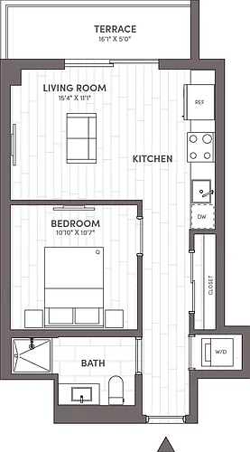 Floor plan Junior One Bedroom-A1.A