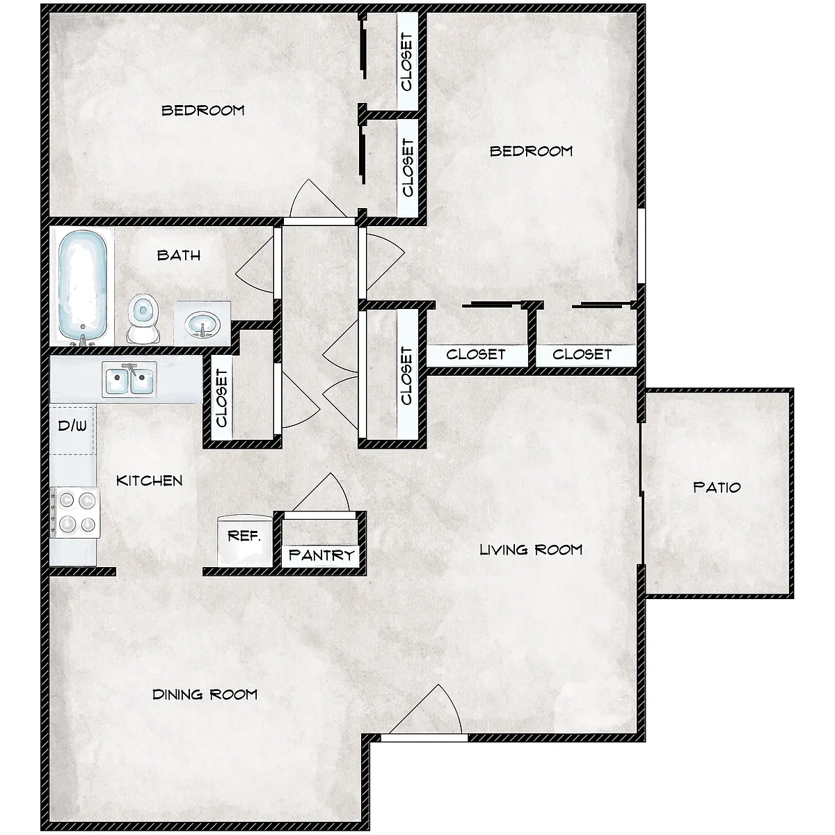 Floor plan 2 Bedroom 1 Bathroom